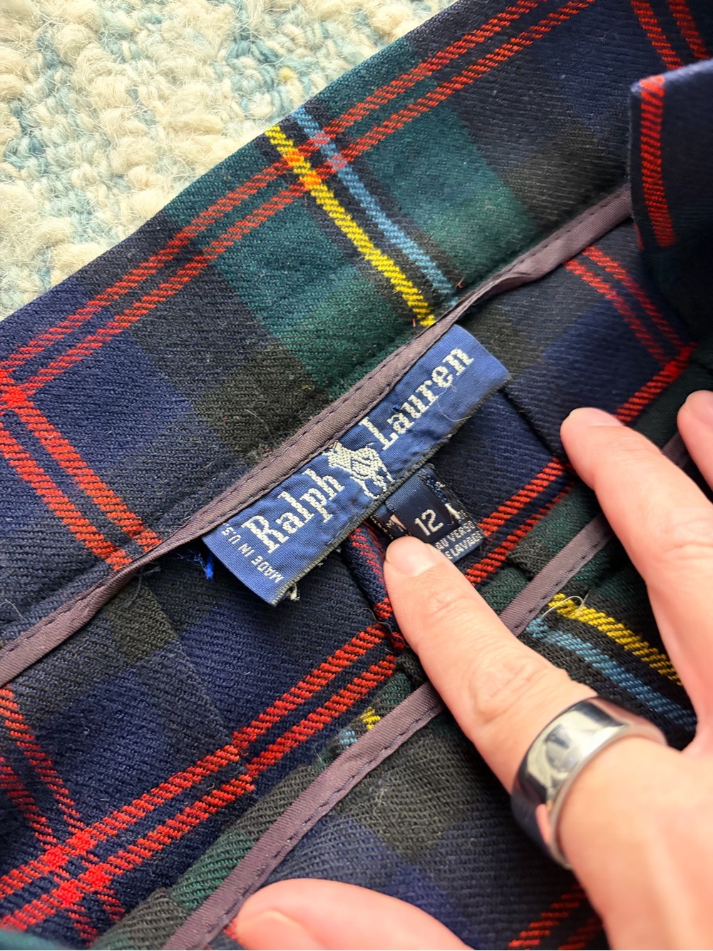 Vintage Ralph Lauren Tartan Plaid Maxi Pleated Skirt in Navy, Green, Red, Yellow - Picture 2 of 9